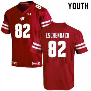 Youth Wisconsin Badgers NCAA #82 Jack Eschenbach Red Authentic Under Armour Stitched College Football Jersey NU31H86CP